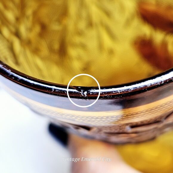 Vtg Indiana Sandwich Tiara Honey Amber Water Juice Glass Goblet Set Of 2 READ - Picture 4 of 14